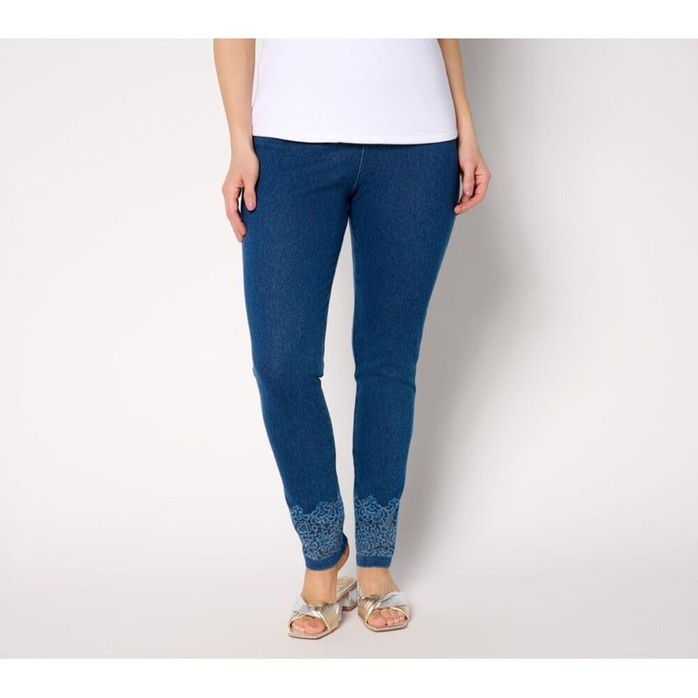 Adidas Women's Petite Pants PM Tummy Control Prime Denim Jeans Blue